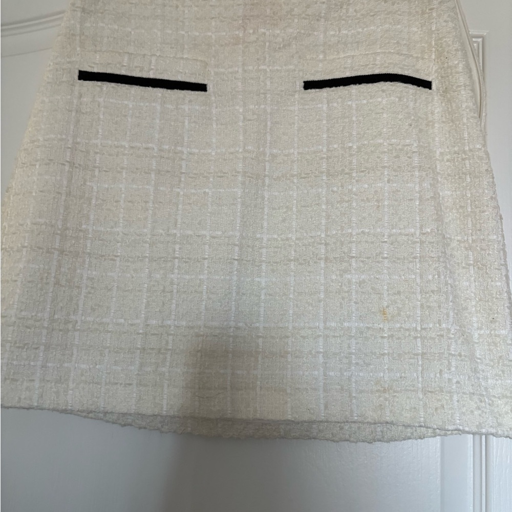 LOFT Textured Cream Mini Skirt with Black Details